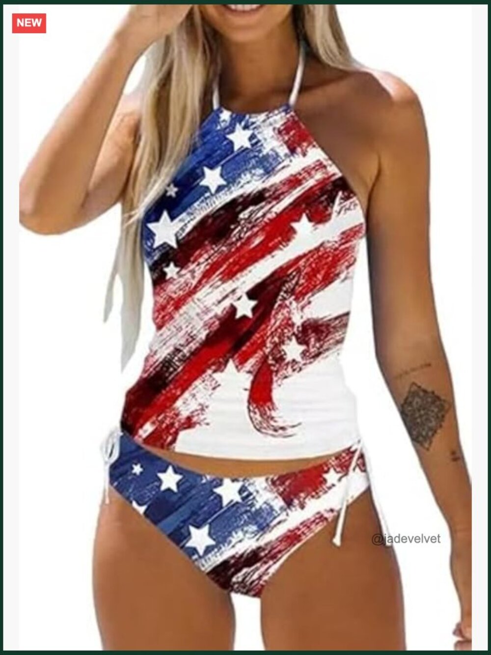 Women's Funny Graphic Drawstring Halter Two Piece Tankini Set Swimwear Beach